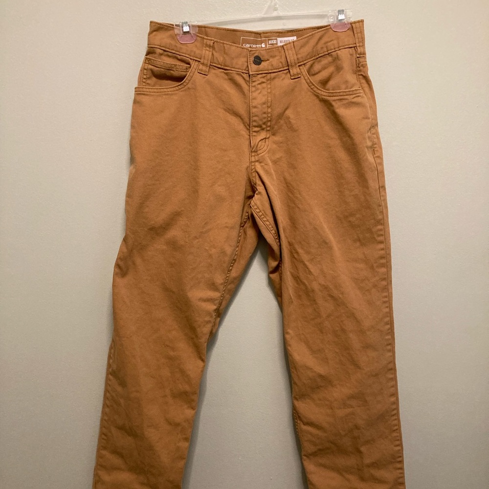 Carhartt Men's 30 in. x 32 in. Hickory Relaxed Fit Canvas 5-Pocket Work Pants